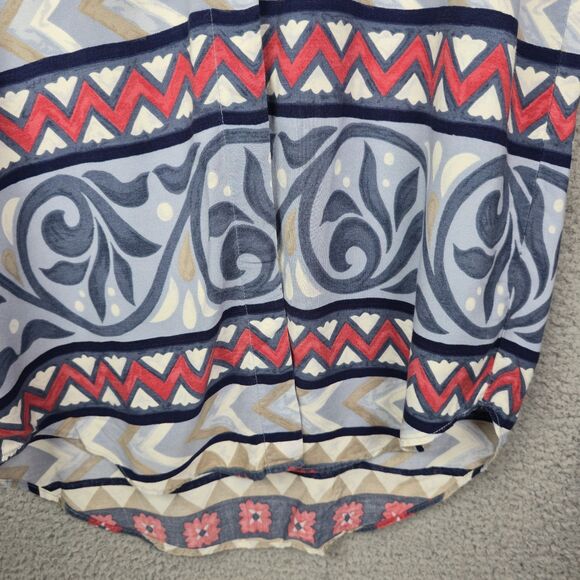 Lemon Grass Boho Button Front Blouse Shirt M Vintage Rayon Bold Abstract Print - Picture 10 of 11
